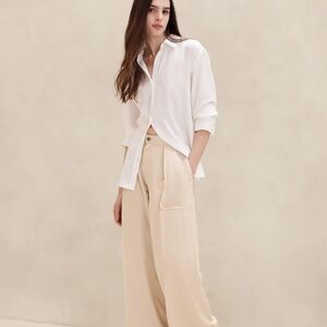 NWT Banana Republic Factory Tencel Wide Leg Pant Size Medium Color Oyste…